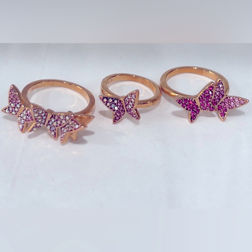 Swarovski Lilia Set of 3 Butterfly
Rings - Size 5.5 5.75 and 2.5